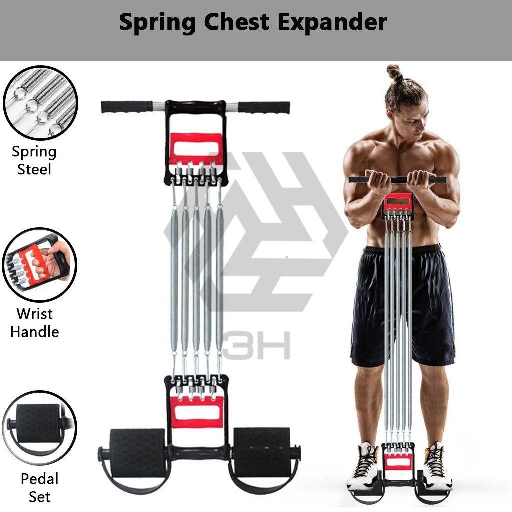 🍇💪HIT THE GYM 💪 🔥 Chest Expander 3 In 1 Multi Usage 5 Detachable Chest Pull Spring For Men Inbuilt Hand Gripper Tummy Trimmer Exerciser Multifunction Fitness Tool Versatile design of this chest.