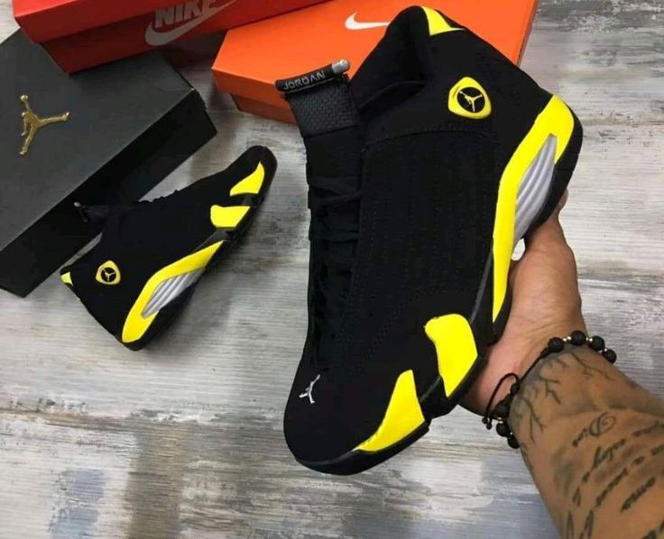 ⚡NEW ARRIVAL ORIGINAL JORDAN 14 💯 comfortable and durable men's sneakers for all-day support and comfort ⚡,, available in black ,red , white, blue and yellow sizes 40-46💯⚡