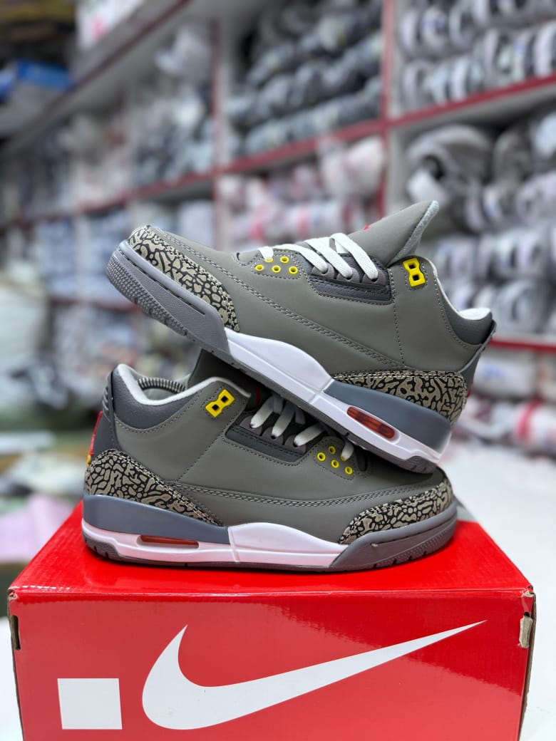 ⚡NEW COLLECTION  Jordan 3 sneakers easier to walk with and for all day comfort available in multiple sizes(37-45)💯and colors(black white grey navy blue brown and pink)💯 to match your vibe⭐