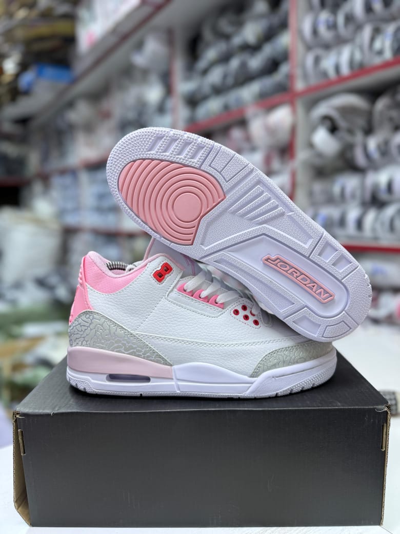 ⚡NEW COLLECTION  Jordan 3 sneakers easier to walk with and for all day comfort available in multiple sizes(37-45)💯and colors(black white grey navy blue brown and pink)💯 to match your vibe⭐