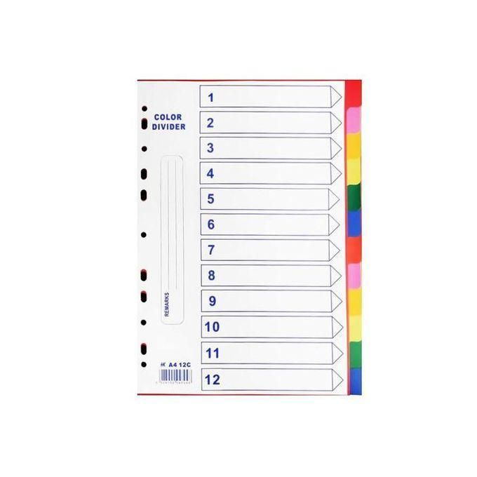 Color Index File Divider A4 Plastic