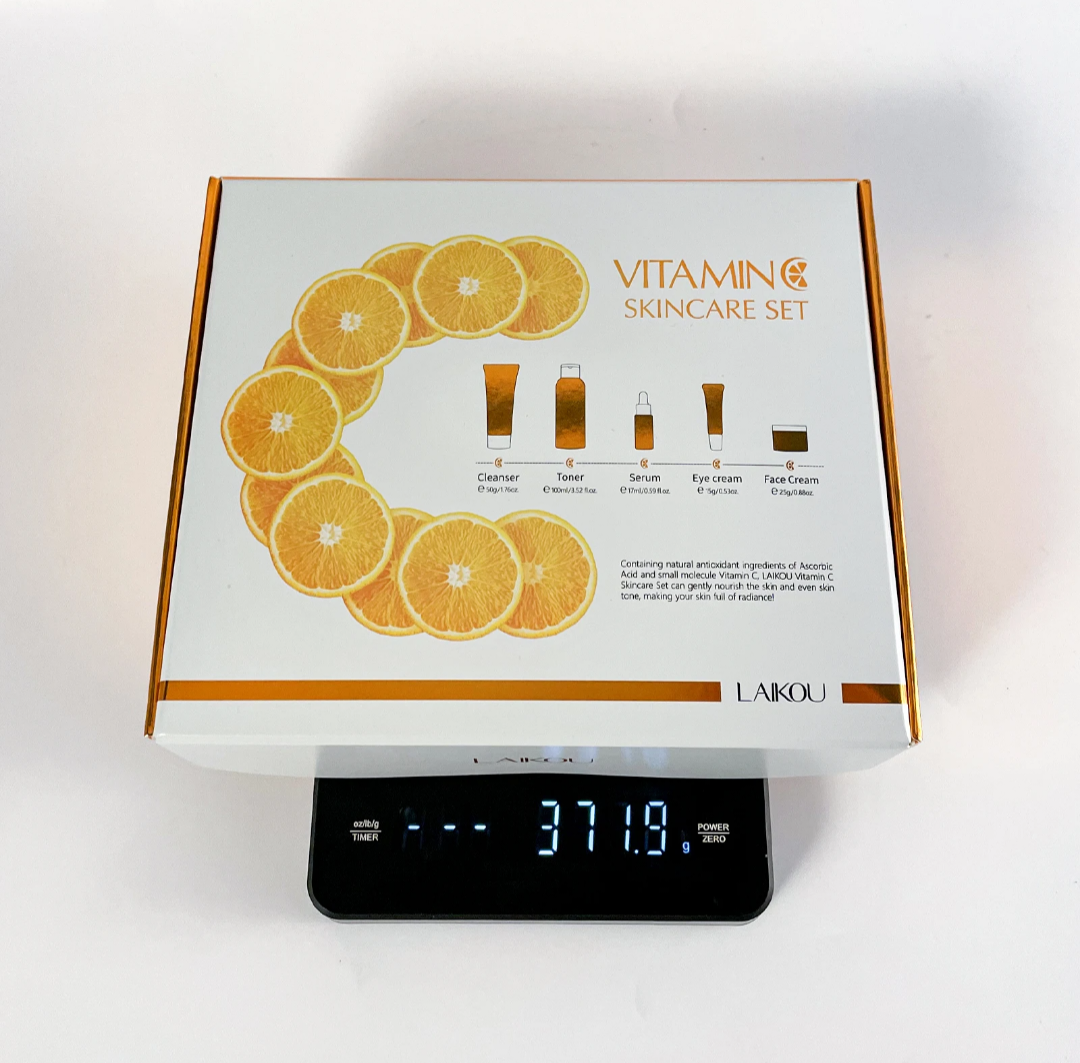 LAIKOU VITAMIN C 5 IN 1 SKINCARE SET SERIES...VITAMIN C CLEANSER,VITAMIN C TONER,VITAMIN C SERUM,VITAMIN C EYE CREAM & VITAMIN C ESSENCE CREAM
