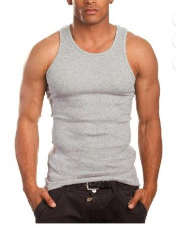 3PCS Pack Men GREY Vests. 100% Cotton Vests. Color: Grey. Sizes: XL, XXL, XXXL, XXXXL.