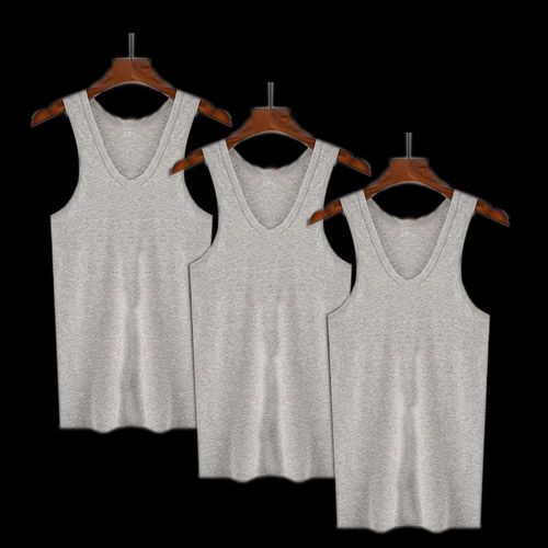 3PCS Pack Men GREY Vests. 100% Cotton Vests. Color: Grey. Sizes: XL, XXL, XXXL, XXXXL.