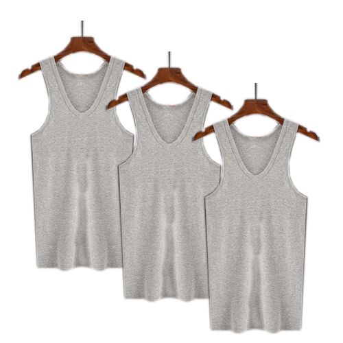 3PCS Pack Men GREY Vests. 100% Cotton Vests. Color: Grey. Sizes: XL, XXL, XXXL, XXXXL.