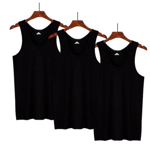 3PCS Pack Men BLACK Vests. 100% Cotton Vests. Color: BLACK. Sizes: XL, XXL, XXXL, XXXXL.