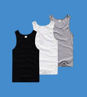 3PCS Pack Men Coloured Vests. 100% Cotton Vests. Color: Black, Gray & White. Sizes: M, L, XL, XXL, XXXL, XXXXL.