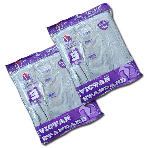 3PCS Pack Men GREY Vests. 100% Cotton Vests. Color: Grey. Sizes: XL, XXL, XXXL, XXXXL.