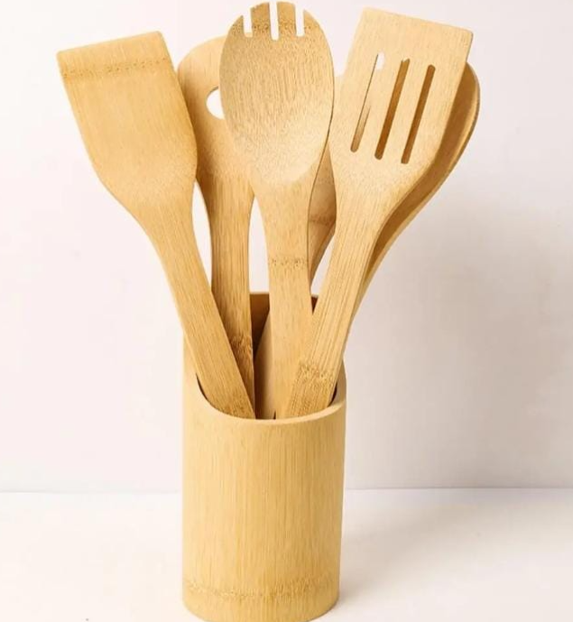 5 Piece Bamboo Wooden Cooking Utensils Set