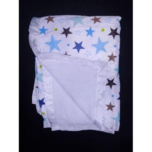 Baby Shawl Blanket blue stars- Blue