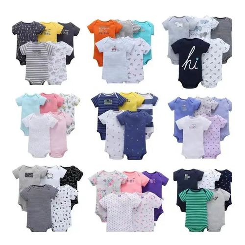 5PCs Newborn Cotton Short-sleeve Baby Boy Onesies/Bodysuit/sleepsuit