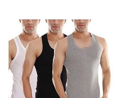3PCS Pack Men Coloured Vests. 100% Cotton Vests. Color: Black,