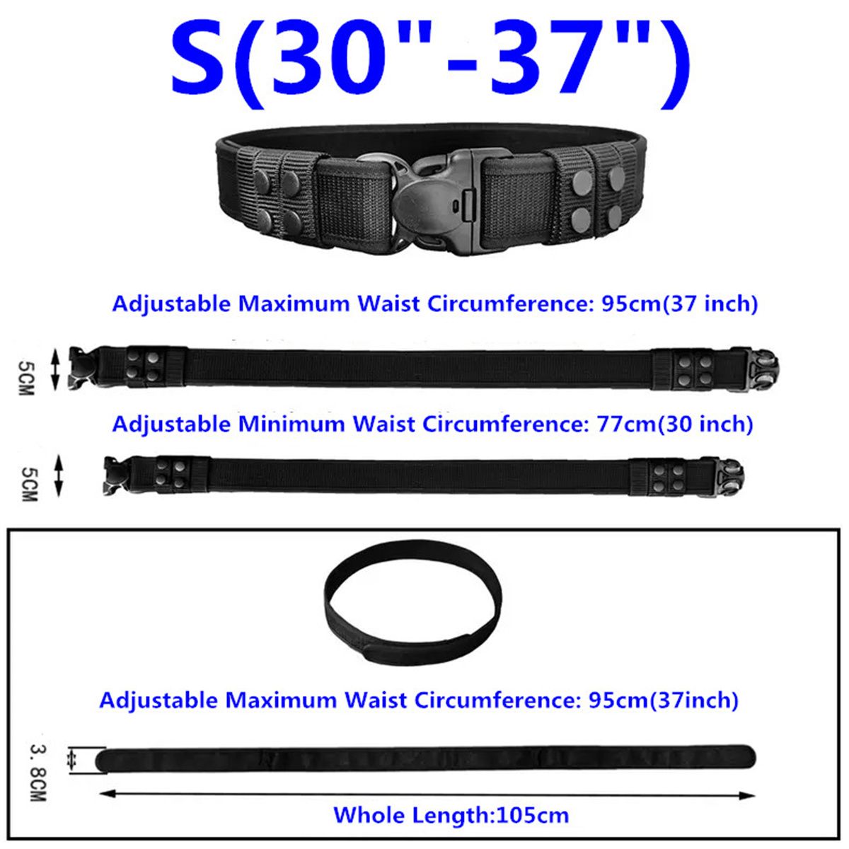 Hot Selling Tactical Men Belts Nylon 2 in 1 Outer Inner Belt Tactical Utility Security Guard Duty Belt with 4 Belt Keepers 5cm Width Outer Belt 3.8cm Width Inner Belt