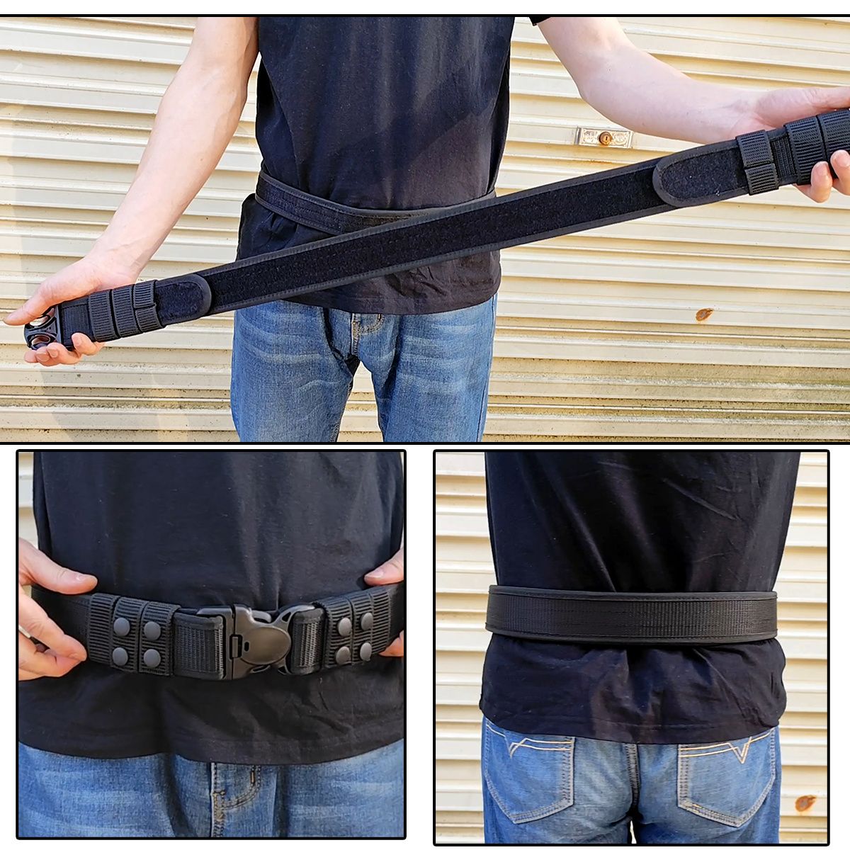 Hot Selling Tactical Men Belts Nylon 2 in 1 Outer Inner Belt Tactical Utility Security Guard Duty Belt with 4 Belt Keepers 5cm Width Outer Belt 3.8cm Width Inner Belt