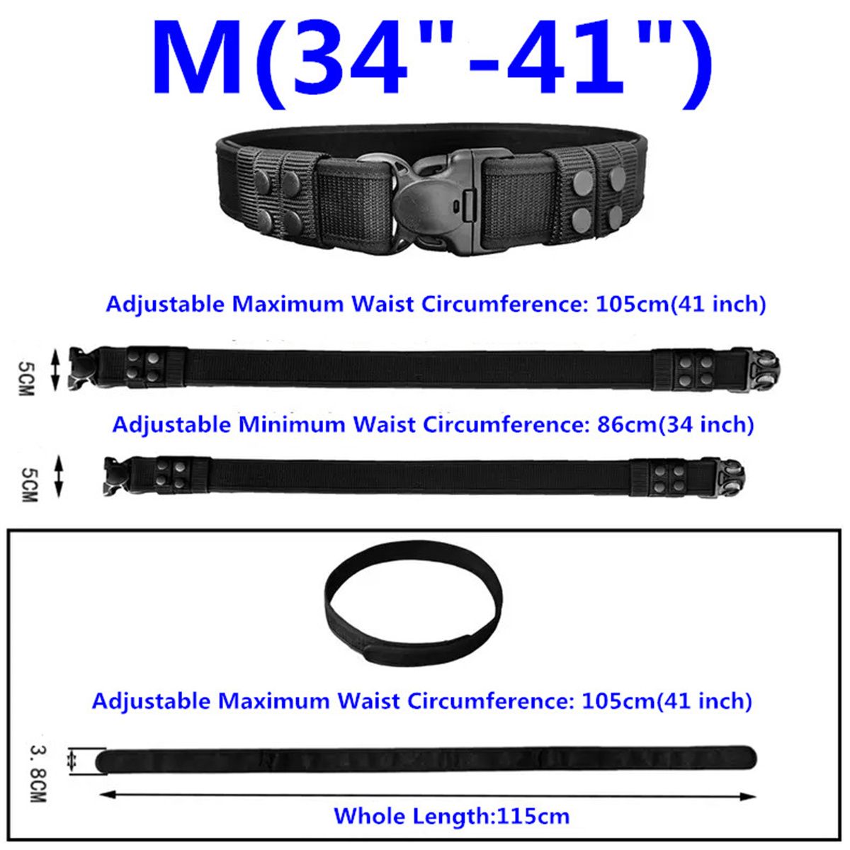 Hot Selling Tactical Men Belts Nylon 2 in 1 Outer Inner Belt Tactical Utility Security Guard Duty Belt with 4 Belt Keepers 5cm Width Outer Belt 3.8cm Width Inner Belt