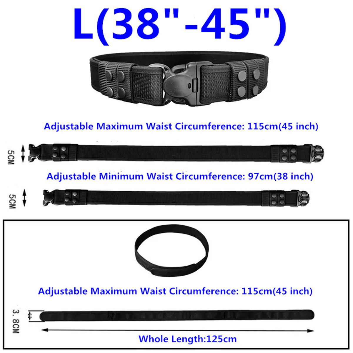 Hot Selling Tactical Men Belts Nylon 2 in 1 Outer Inner Belt Tactical Utility Security Guard Duty Belt with 4 Belt Keepers 5cm Width Outer Belt 3.8cm Width Inner Belt