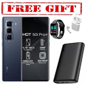 Infinix Hot 50 Pro Plus 128GB+16(8+8)GB 6.7" 3D-Curved AMOLED 120Hz Screen Phone 5000mAh With 33W Type-C 50MP Onscreen Fingerprint Lock + FREE GIFTS(powerbank,ipods+smartwatch)