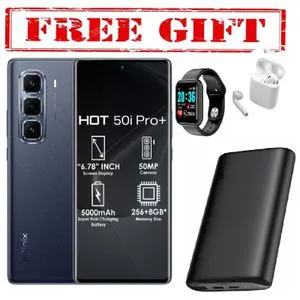Infinix Hot 50 Pro Plus 128GB+16(8+8)GB 6.7" 3D-Curved AMOLED 120Hz Screen Phone 5000mAh With 33W Type-C 50MP Onscreen Fingerprint Lock + FREE GIFTS(powerbank,ipods+smartwatch)