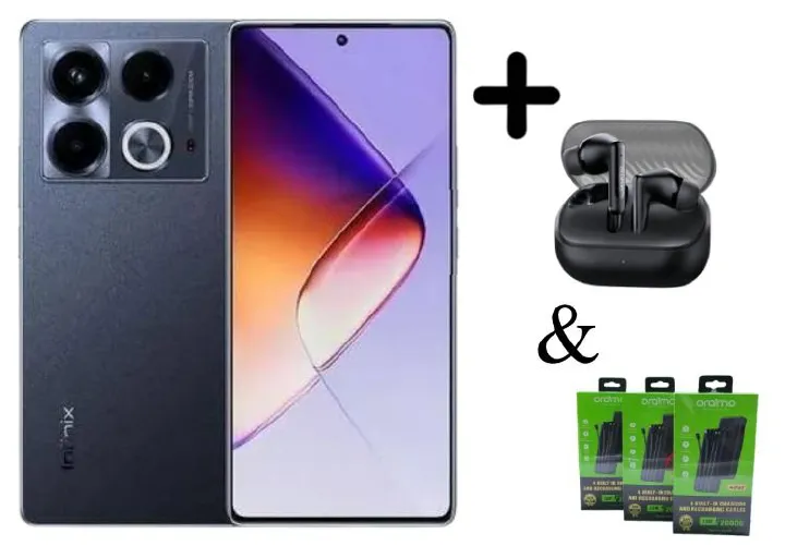 Infinix Note 40 PRO plus + 5G 256GB+24GB (12+12)GB 6.78" Amoled Screen Wireless Charge Support Dual sim 5000mAh Battery 100W Charging 108MP Camera + GIFTS(20,000mAh oraimo powerbank+Oraimo free pods)