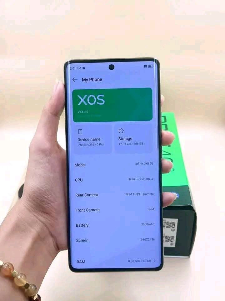 Infinix Note 40 Pro 5G(256GB ROM +12GB RAM),5G, 108MP, 4600mAh + Smart Watch & Original Infinix Earbuds