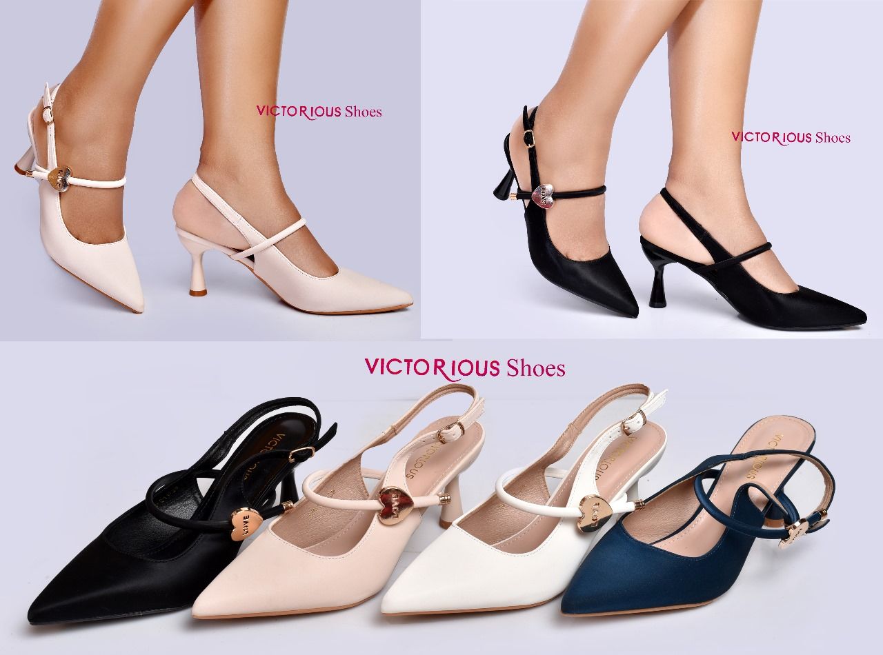 ⚡NEW IN STOCK VICTORIOUS High quality Classic ladies heels very cute and elegant style up your steps with these new heels  made with breathable material for durability BLACK WHITE BLUE CREAM ETC💯
