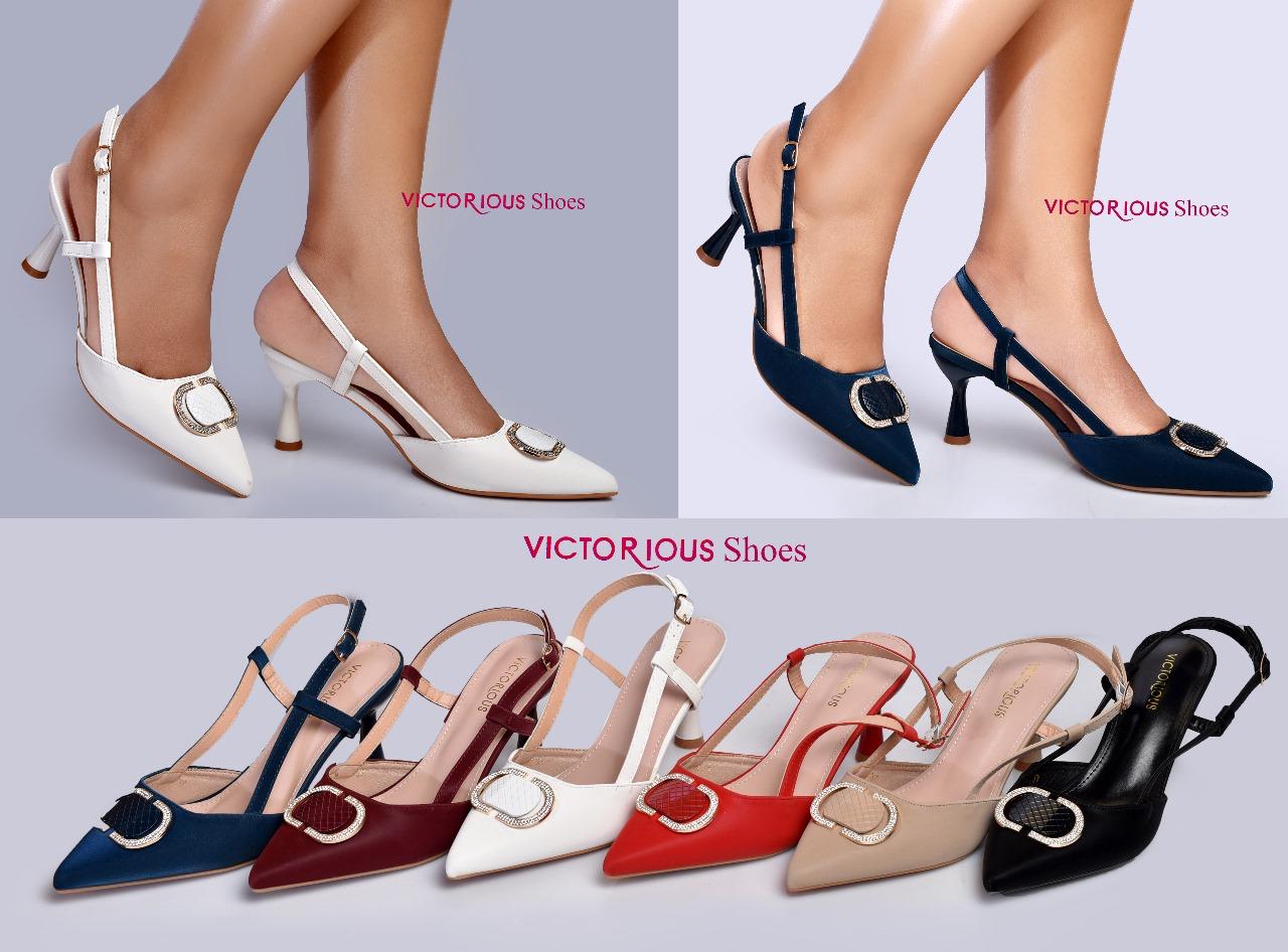 ⚡NEW ALLIVAL VICTORIOUS High quality Classic ladies heels very cute and elegant style up your steps with these new heels  made with breathable material for durability BLACK WHITE BLUE CREAM ETC💯