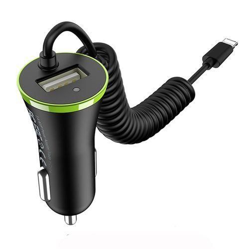PUNEX 2-in-1 USB Car Charger – Fast Charging 2.4A with Built-in Cable (Model: JY-140)