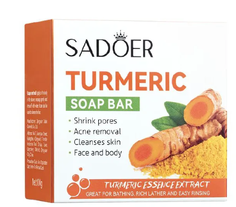 SADOER Turmeric Face Soap Clean Cutin Anti Oxidation Turmeric Soap Oil Control Removal Acne Skin Care Soap Shrink Pores Skin Repair Face & Body Tumeric Soap Natural Whitening Soap