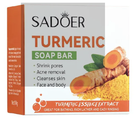 SADOER Turmeric Face Soap Clean Cutin Anti Oxidation Turmeric Soap Oil Control Removal Acne Skin Care Soap Shrink Pores Skin Repair Face & Body Tumeric Soap Natural Whitening Soap