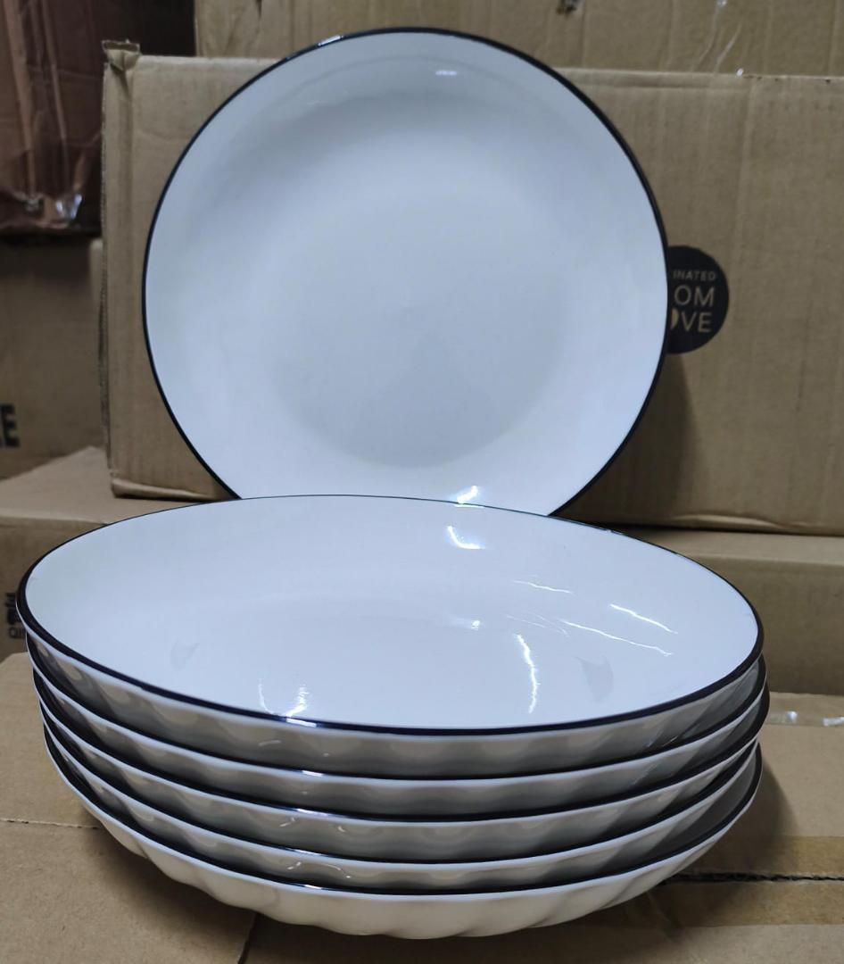 10" 6 Pieces Japanese Big plates. White Ceramic Dinner Plates.