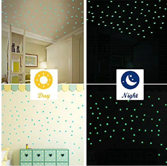 100PCS Luminous Wall Stickers Glow Stars Sticker Decals Kid Bedroom Home Decor Fluorescent Stickers Home Decor Living.Glow in the dark stickers.