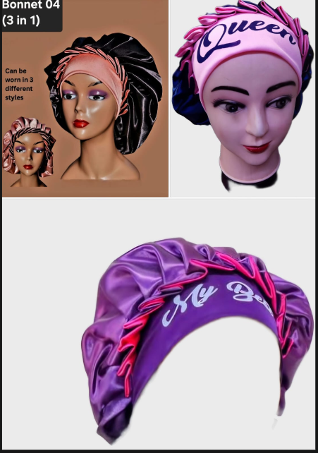 3 IN 1 Hair Bonet  for Ladies . Can be worn in different styles .sleeping Bonet.