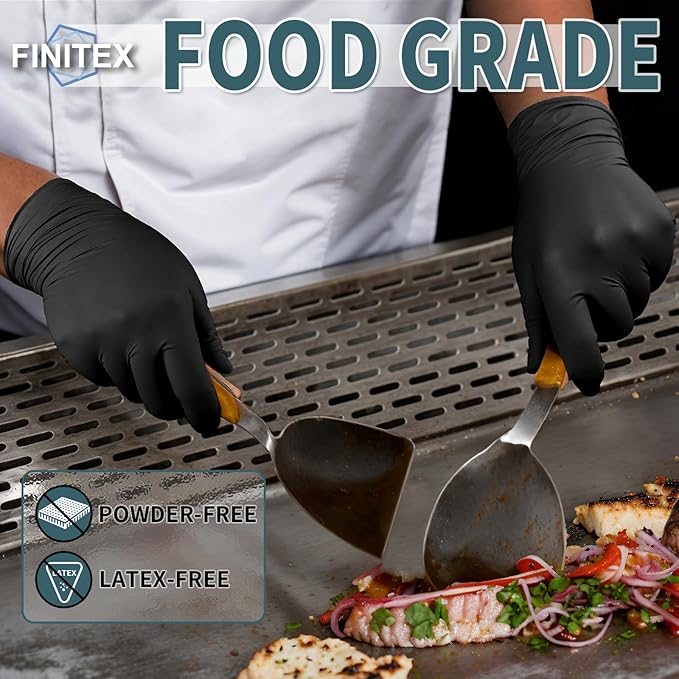 Food grade disposable black kitchen gloves 100pcs