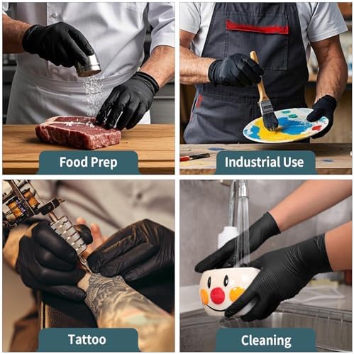 Food grade disposable black kitchen gloves 100pcs