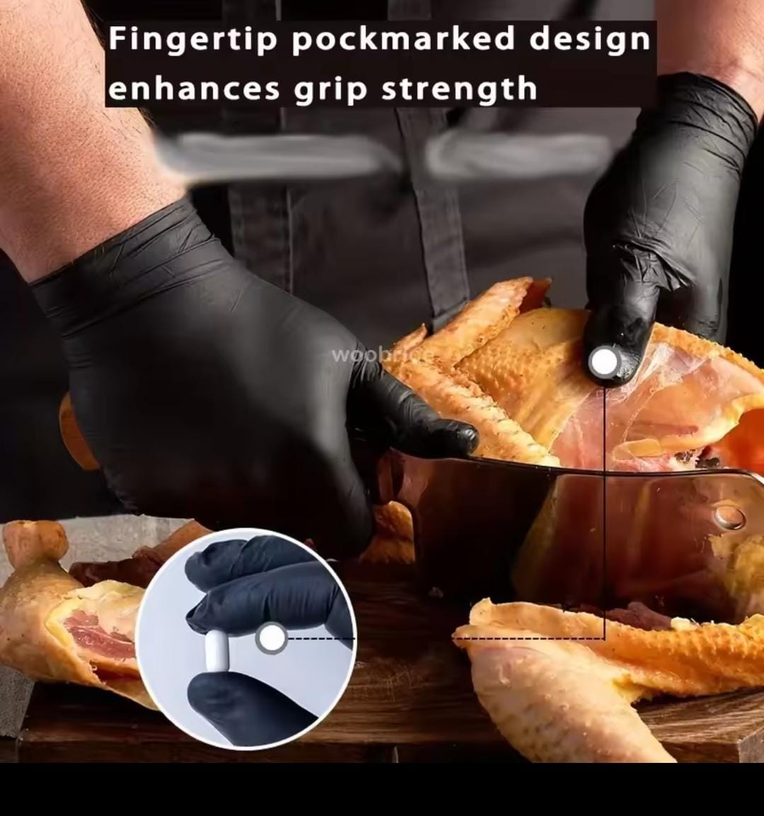 Food grade disposable black kitchen gloves 100pcs