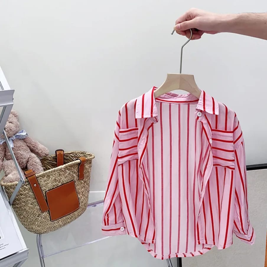 Three Pieces Clothing Suit Wholesale Striped Long Sleeve Shirt+Vest+Shorts Girl Summer Clothes for Kids Set