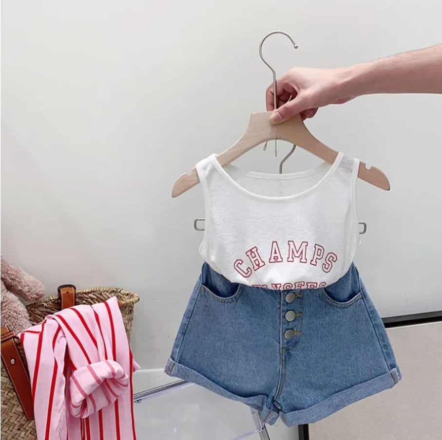 Three Pieces Clothing Suit Wholesale Striped Long Sleeve Shirt+Vest+Shorts Girl Summer Clothes for Kids Set