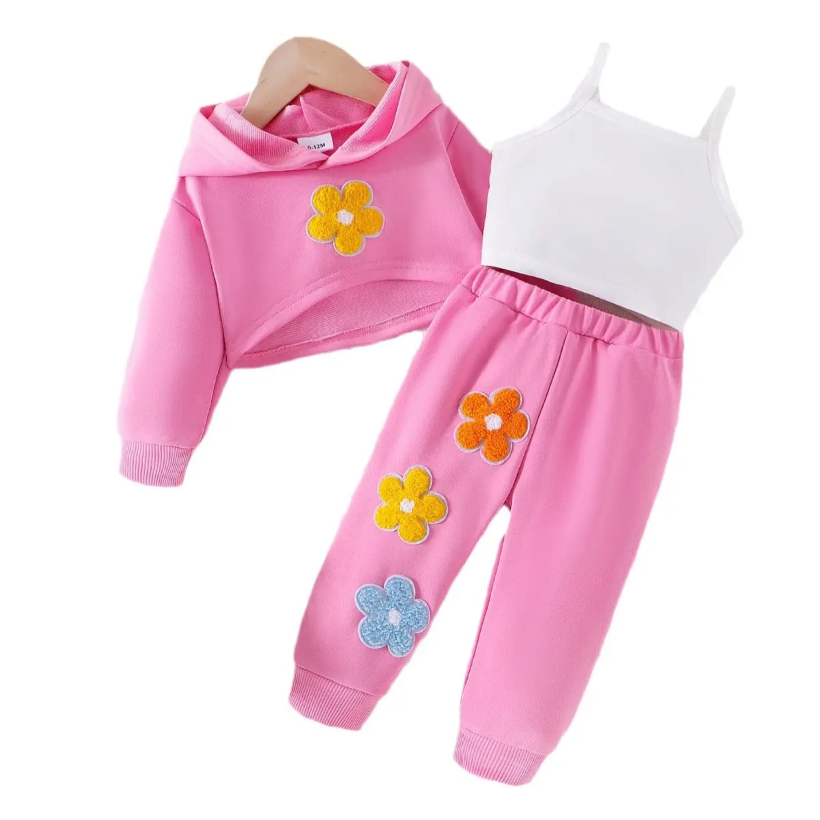 3pcs Set Tween Girl Sweet Floral Print Long Sleeve Top And Straight Leg Pants, Winter