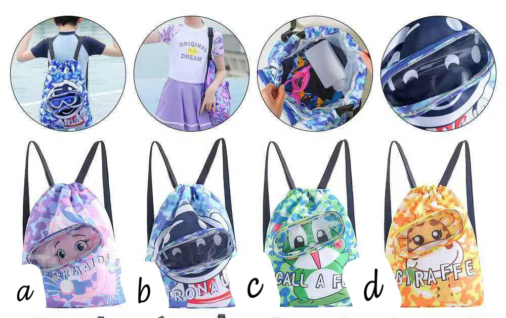 Cute Cartoon Drawstring Waterproof Swimming Bag/GymBag