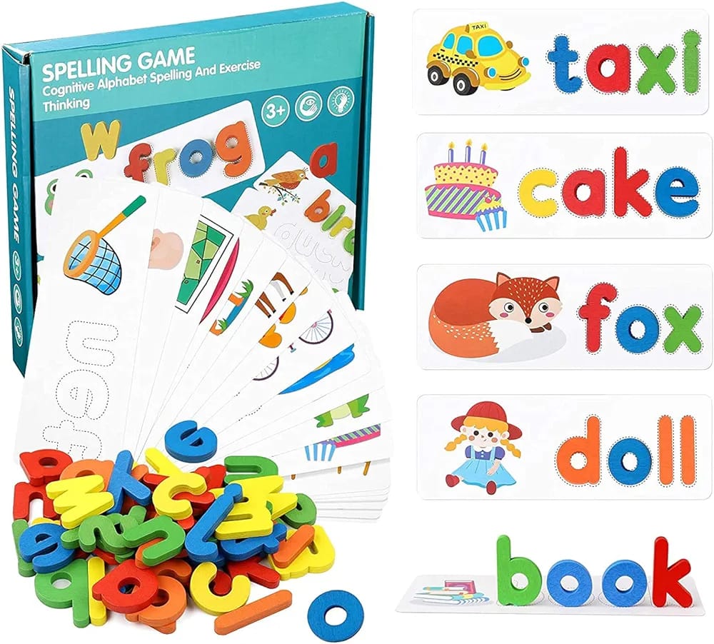 PREMIUM Spelling Game for Kids, ABC Learning Toys for Toddlers Kids Boys Girls Age 3-8 Preschool Toys Educational Toys Halloween Toys Gifts Birthday Gifts for 3-7 Year Olds
