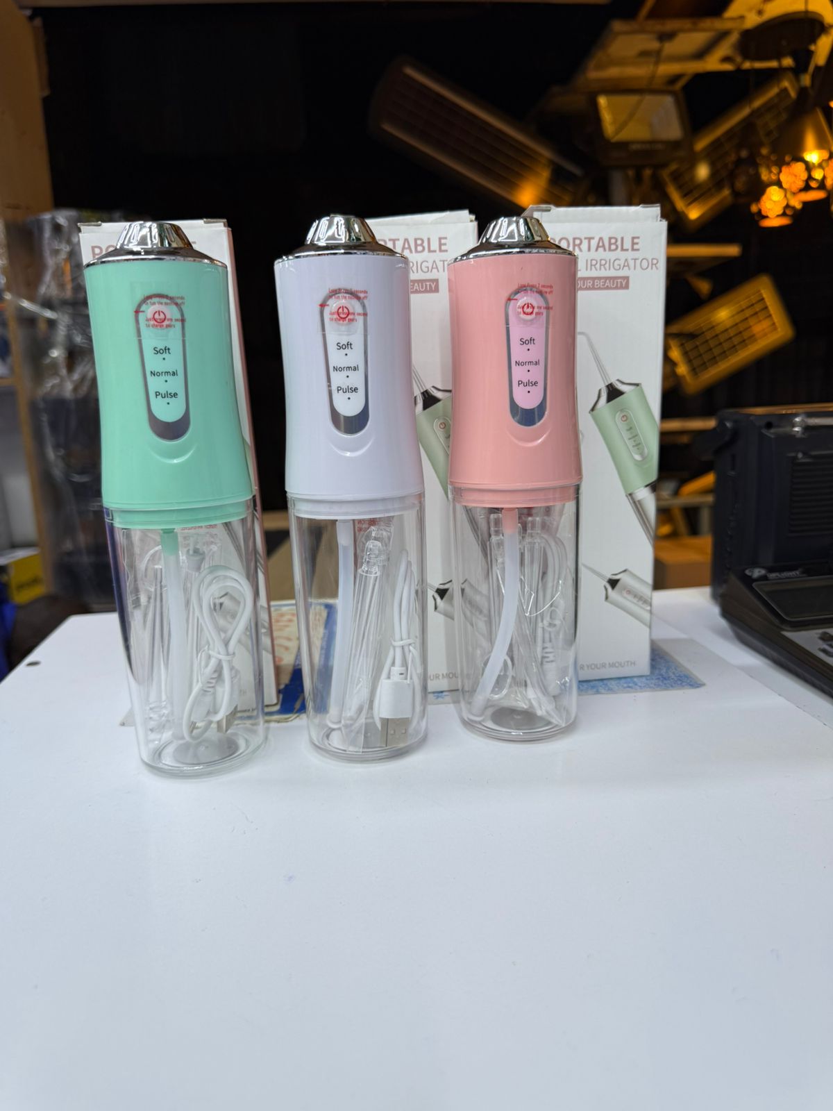 4 nozzles New Dental Water Jet Irrigator dental flosser 1400rpm Teeth Cleaner

 🔆3 Modes Oral Hygiene Cleaning Machine
🔆4 heads
🔆Ideal for cleaning braces
🔆95% cleaning