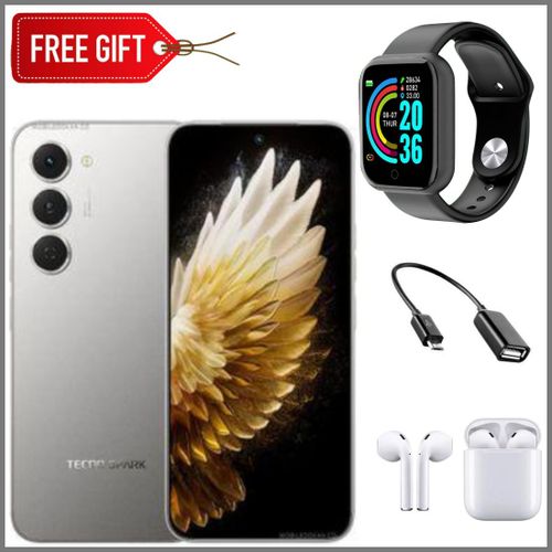 NEW ARRIVAL DEALS!!! Tecno Spark 40 Pro Plus 6.78" Curved AMOLED Screen, Upto 16GB RAM+128GB ROM, 5200mAh Battery, Android 15, 50MP+13MP Camera,Side Fingerprint - Smartphones+Free