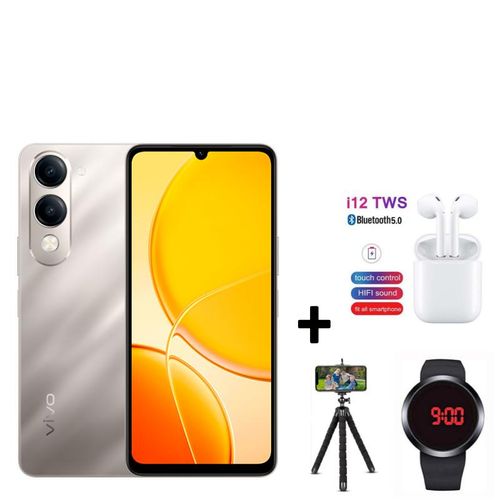 Vivo Y04 64GB+4GB(2+2) 6.74" 90Hz Display Android 4G 5500mAh Smart Phones 1 Years warranty phone IP64 Dust/Water Resistant 13MP Camera 15W Fast Charging Smartphone