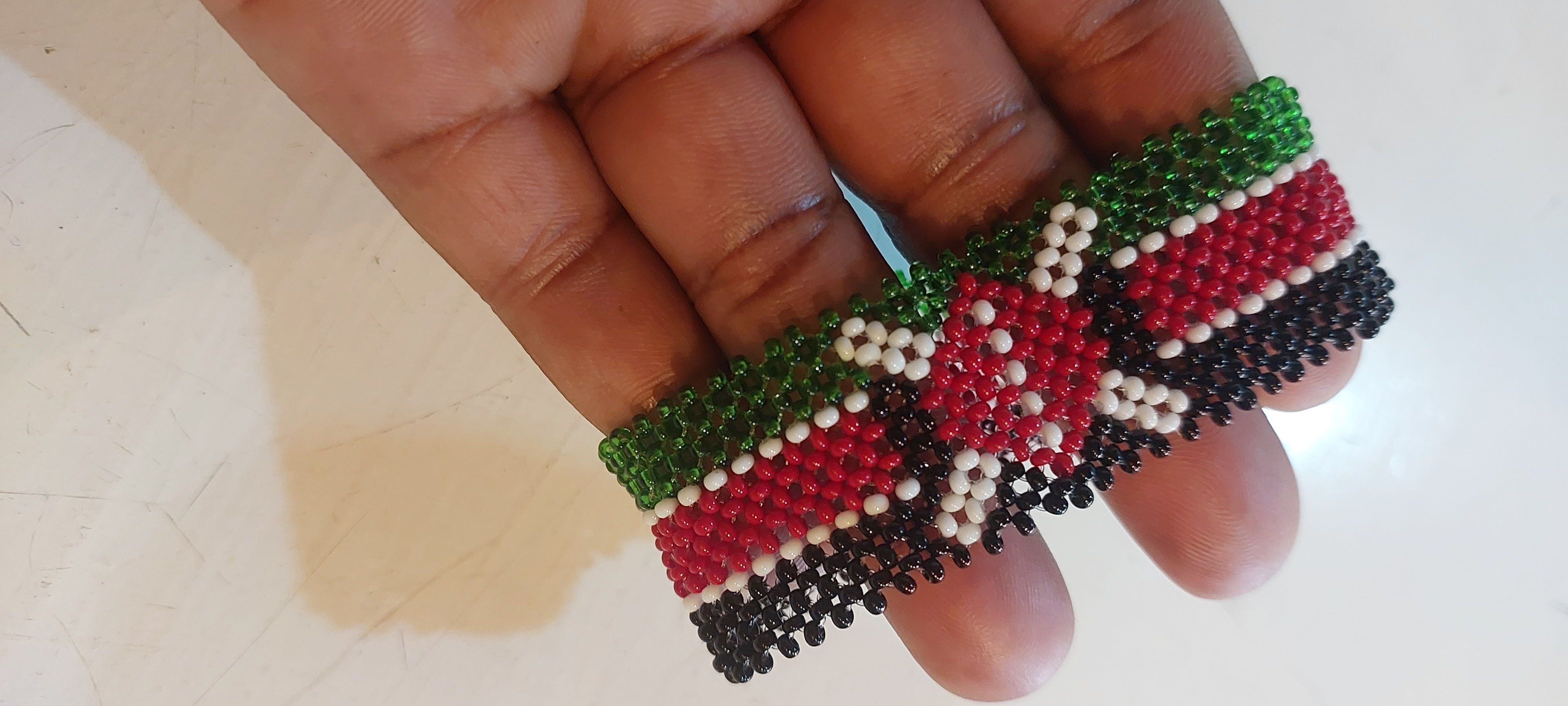 Kenyan Flag Beaded Bracelet - Handmade, Unique Artisan Jewelry