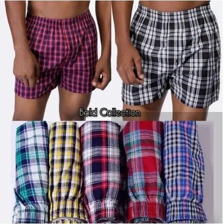 6 Pcs Checked Men's Boxer Shorts-100% Cotton