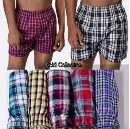 6 Pcs Men’s Checked Cotton Boxer Shorts – Breathable, Comfortable, Stylish Innerwear (Free Size)