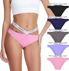 Women’s  Mid-Waist Panties – 3PCS Soft Cotton Stretch V-String with “New Sexy” Triple Strap Design | Comfortable, Breathable Everyday Lingerie