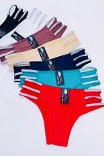 Women’s  Mid-Waist Panties – 3PCS Soft Cotton Stretch V-String with “New Sexy” Triple Strap Design | Comfortable, Breathable Everyday Lingerie