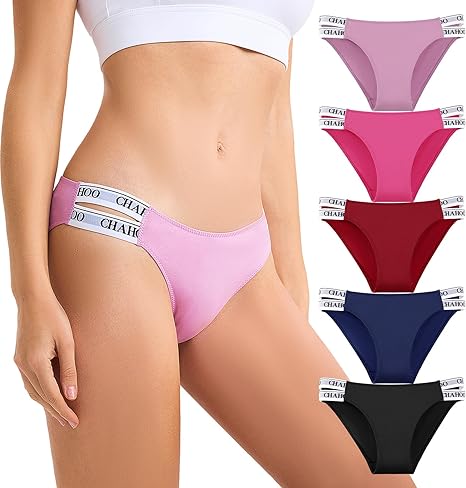 Women’s  Mid-Waist Panties – 3PCS Soft Cotton Stretch V-String with “New Sexy” Triple Strap Design | Comfortable, Breathable Everyday Lingerie