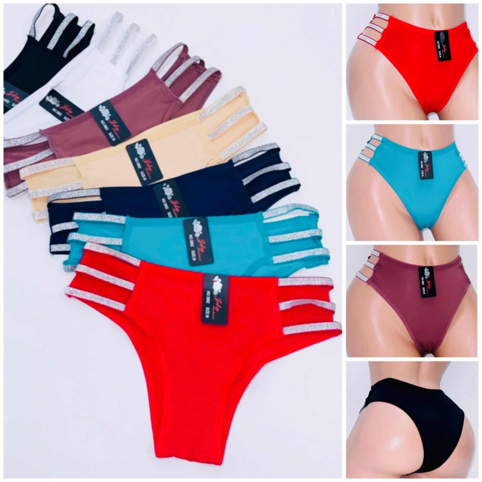 Women’s  Mid-Waist Panties – 3PCS Soft Cotton Stretch V-String with “New Sexy” Triple Strap Design | Comfortable, Breathable Everyday Lingerie